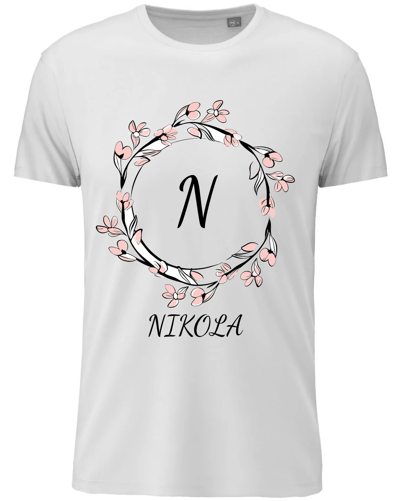 Dámské vtipné tričko s potiskem - KVĚTINOVÝ MOTIV SE JMÉNEM - NIKOLA
