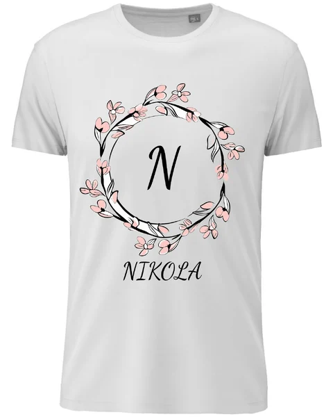 Dámské vtipné tričko s potiskem - KVĚTINOVÝ MOTIV SE JMÉNEM - NIKOLA