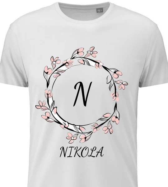 Dámské vtipné tričko s potiskem - KVĚTINOVÝ MOTIV SE JMÉNEM - NIKOLA