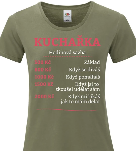 Dámské vtipné tričko - HODINOVÁ SAZBA KUCHAŘKA