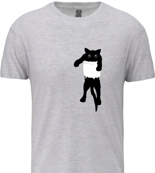 Pánské bavlněné tričko s potiskem - KOČKA V KAPSE