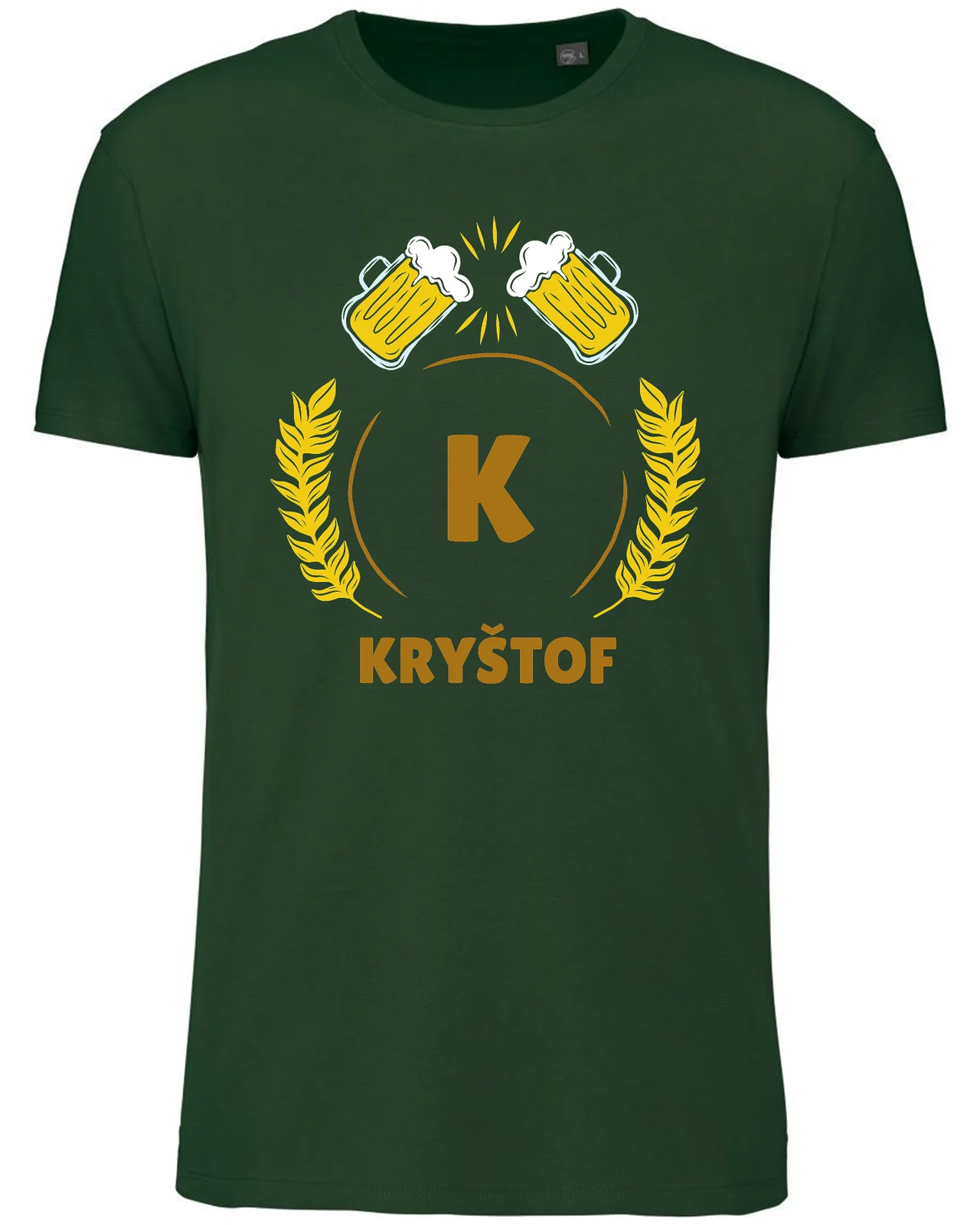Pánské vtipné tričko s potiskem - PIVNÍ MOTIV SE JMÉNEM - KRYŠTOF