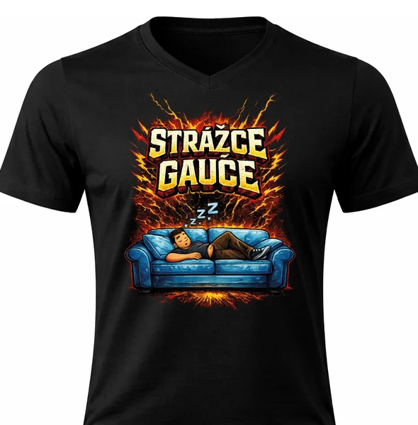 Pánské bavlněné tričko s potiskem - STRÁŽCE GAUČE