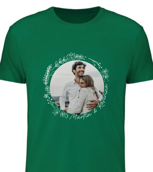 Personalizované pánské tričko s fotografií a květinovým ohraničením