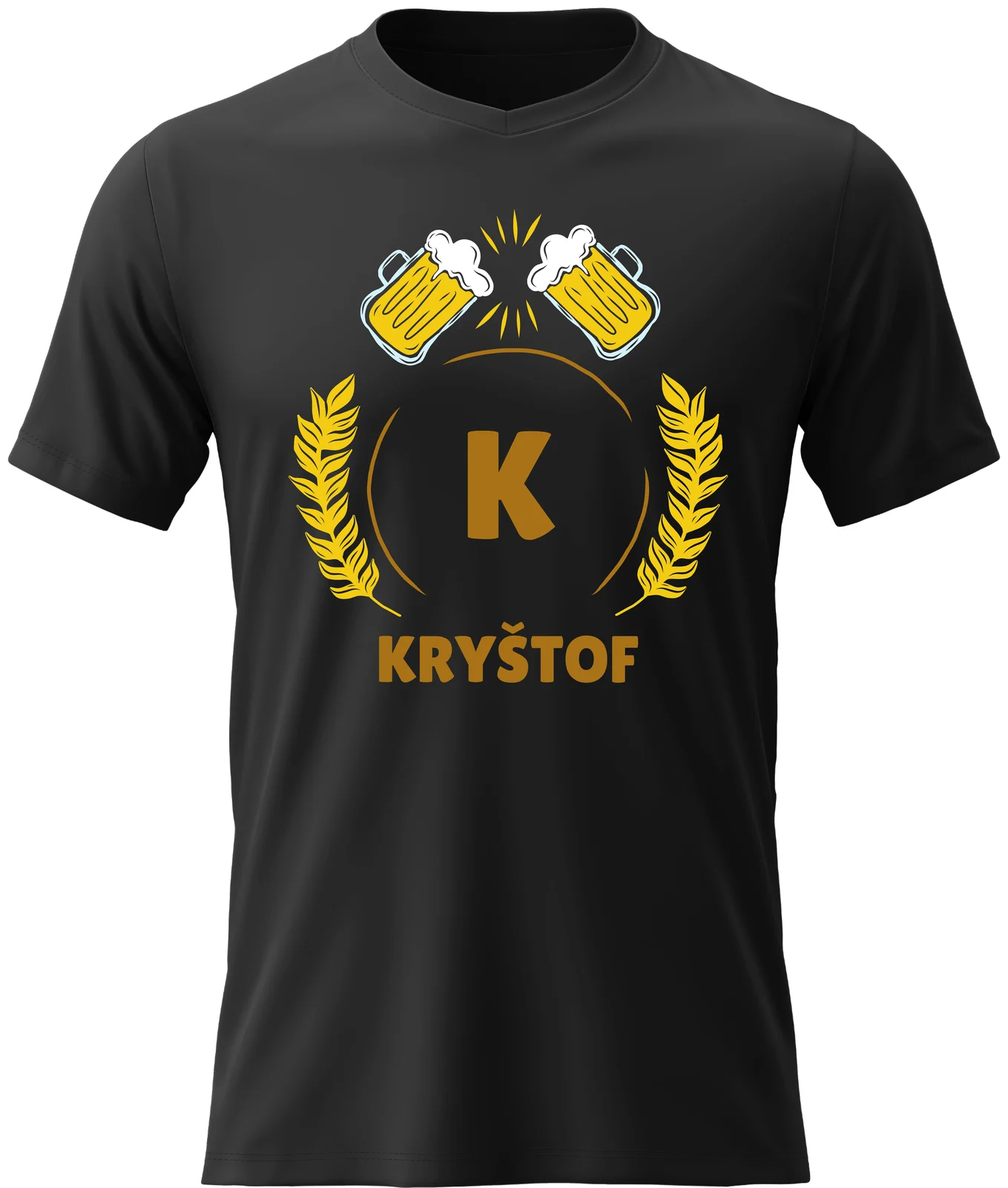 Pánské vtipné tričko s potiskem - PIVNÍ MOTIV SE JMÉNEM - KRYŠTOF