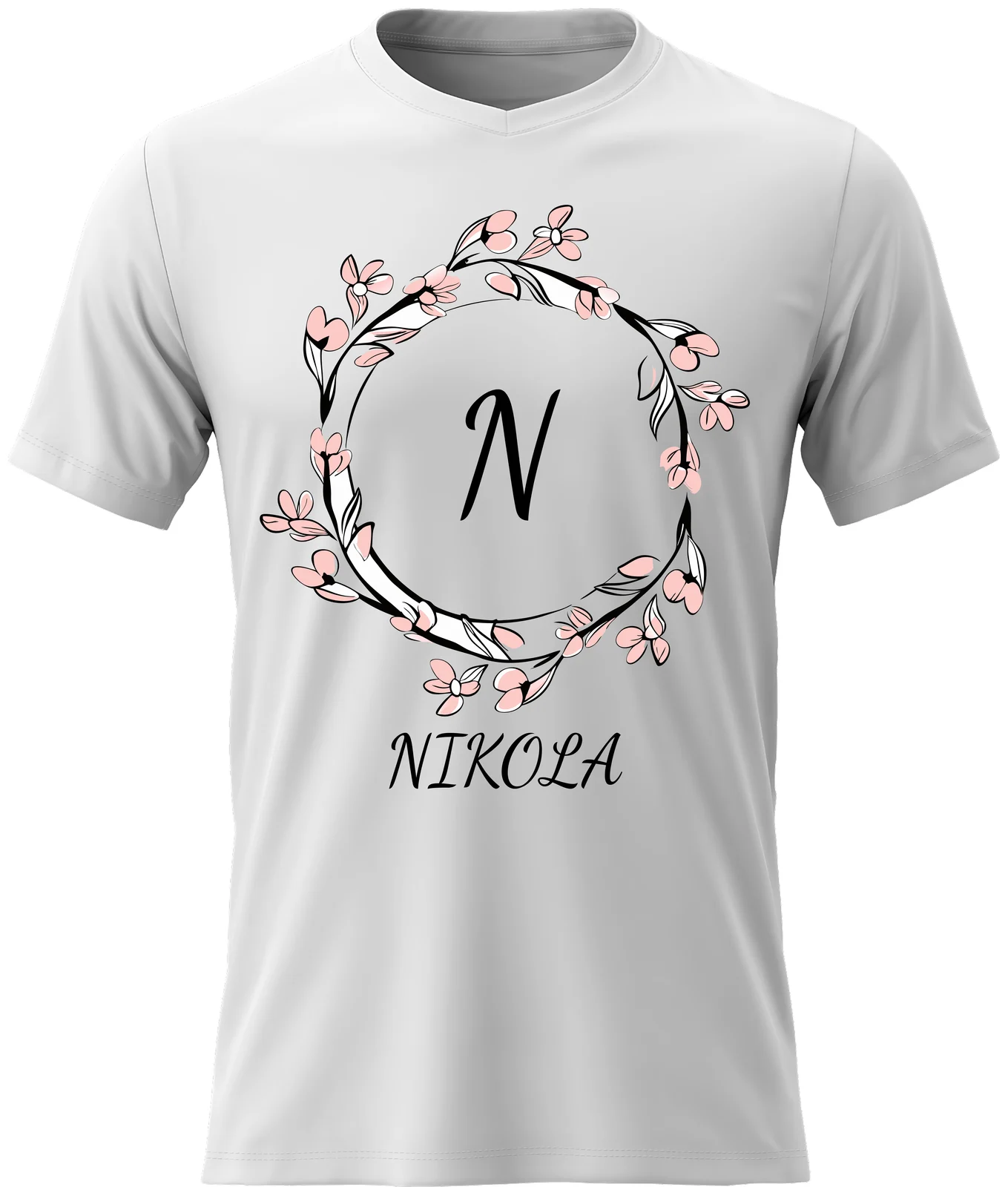 Dámské vtipné tričko s potiskem - KVĚTINOVÝ MOTIV SE JMÉNEM - NIKOLA