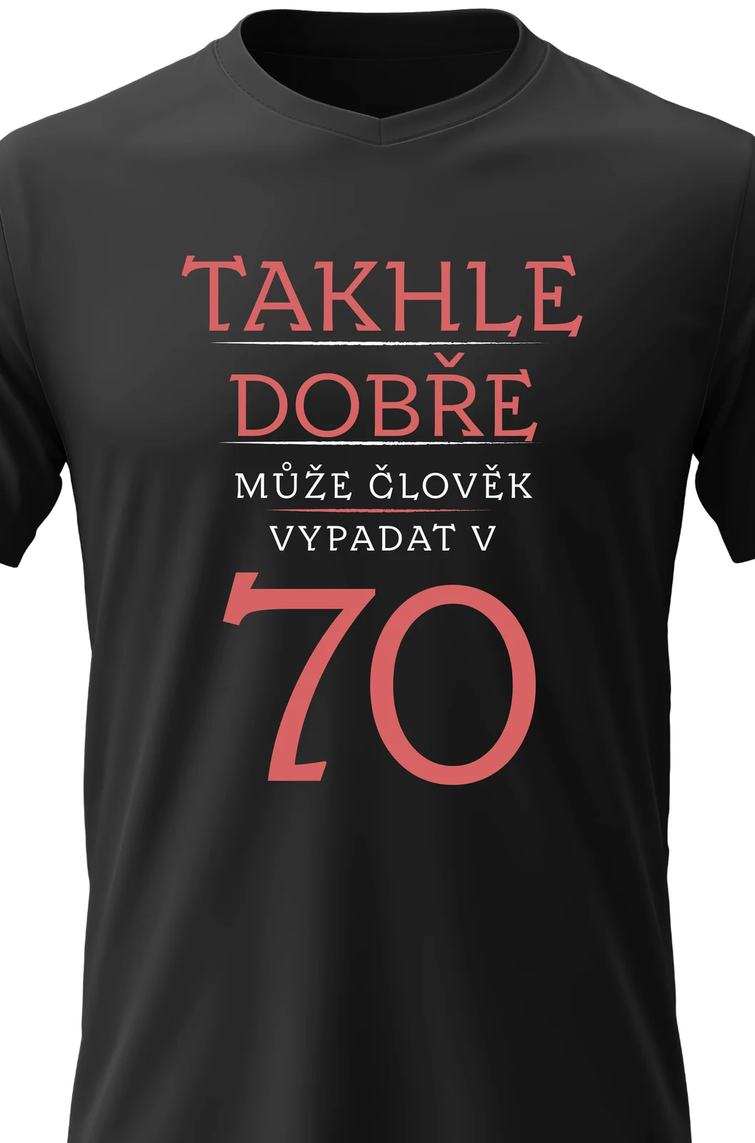 Foto 2 Dámské vtipné tričko s potiskem - TAKHLE DOBŘE MŮŽE ČLOVĚK VYPADAT V 70 (ČERVENÁ)