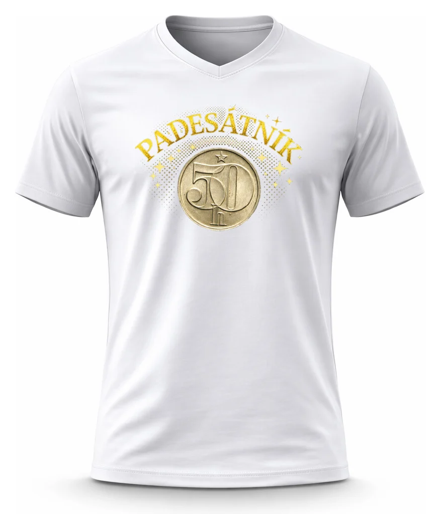 Pánské vtipné tričko s potiskem - PADESÁTNÍK