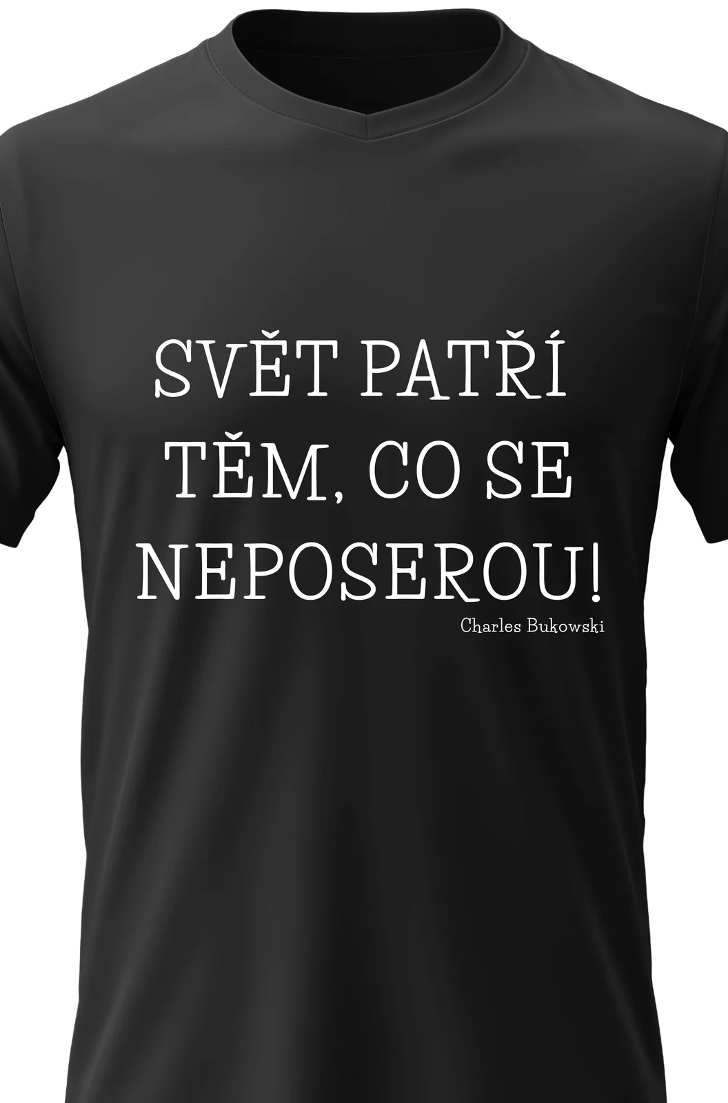 Foto 2 Pánské bavlněné tričko s potiskem - SVĚT PATŘÍ TĚM, CO SE NEPOSEROU! 