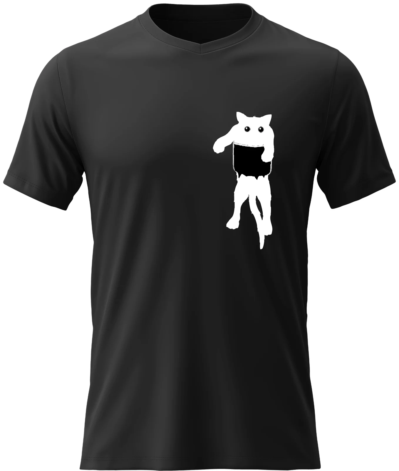 Pánské bavlněné tričko s potiskem - KOČKA V KAPSE