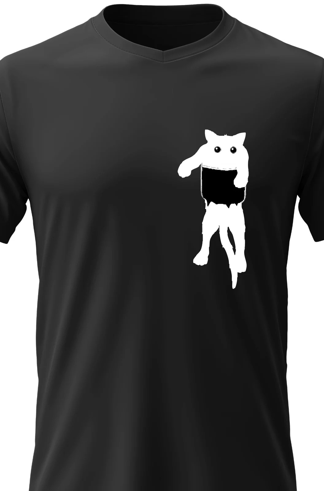 Foto 2 Pánské bavlněné tričko s potiskem - KOČKA V KAPSE