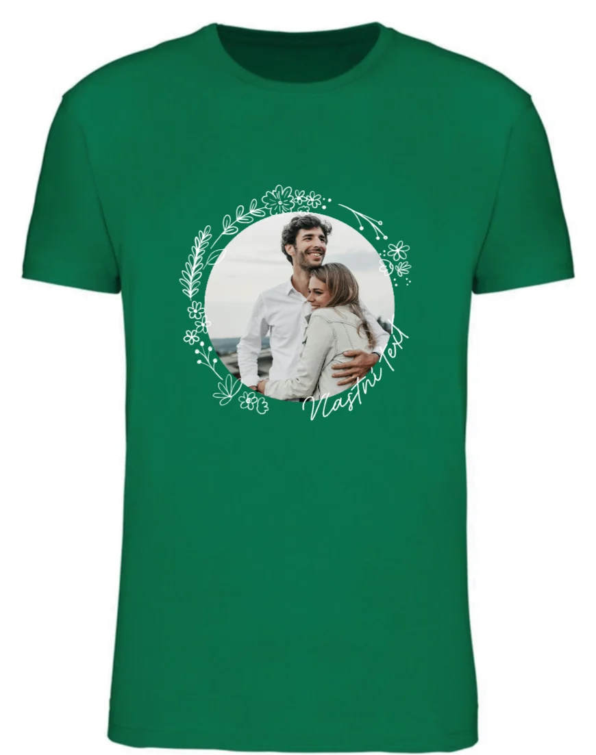 Personalizované pánské tričko s fotografií a květinovým ohraničením