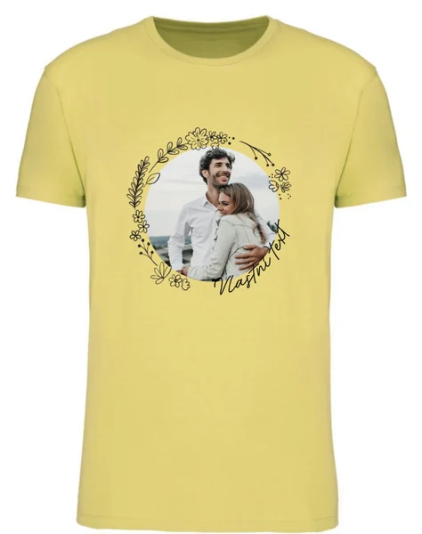 Personalizované dámské tričko s fotografií a květinovým ohraničením
